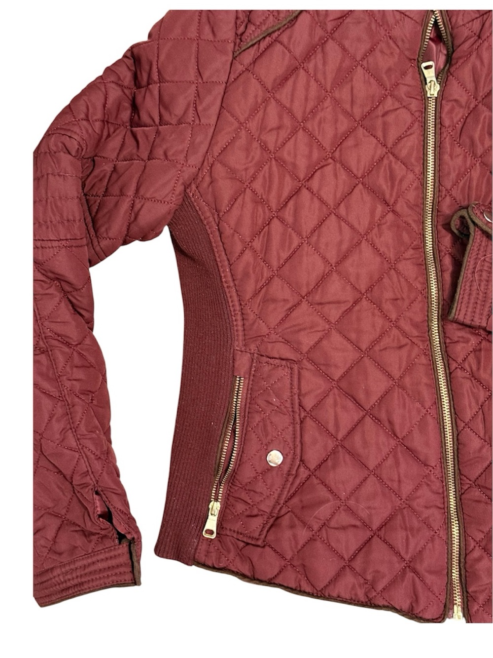 Quilted Burgundy Juniors Jacket with Gold Hardware Juniors size Medium Fall - Picture 6 of 9